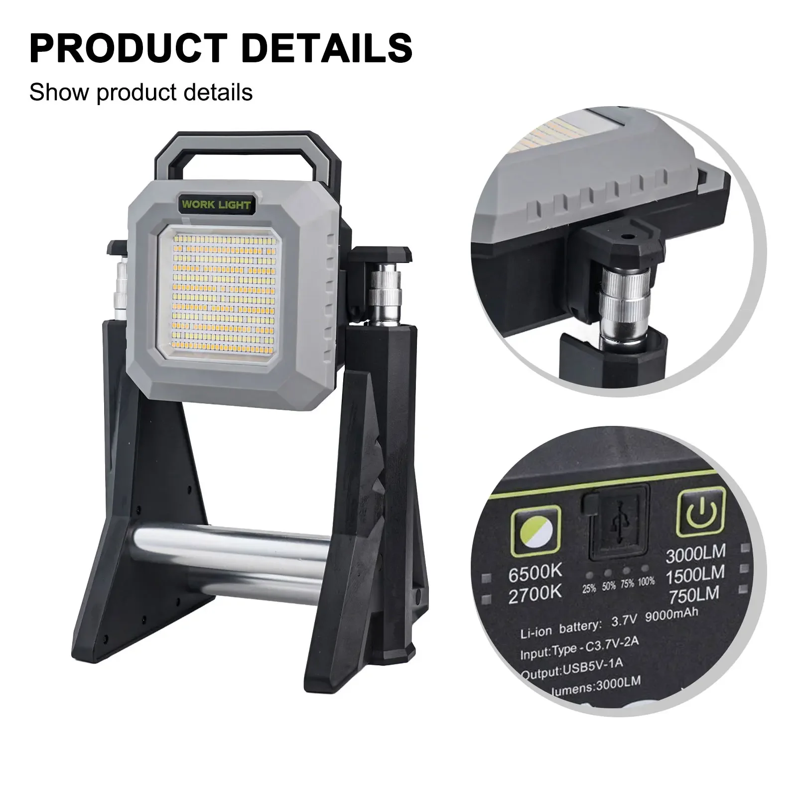 

Wilderness Work Lights Work Light LED Work Light Work Light 1pc 24*24*18.6cm 2500LM Lumens Telescopic Practical