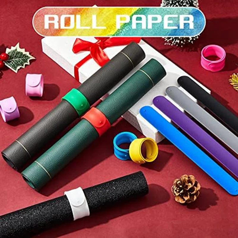 12PCS Poster Holder Paper Roll Holder Stabilizer Slap Bands For Storage Organization