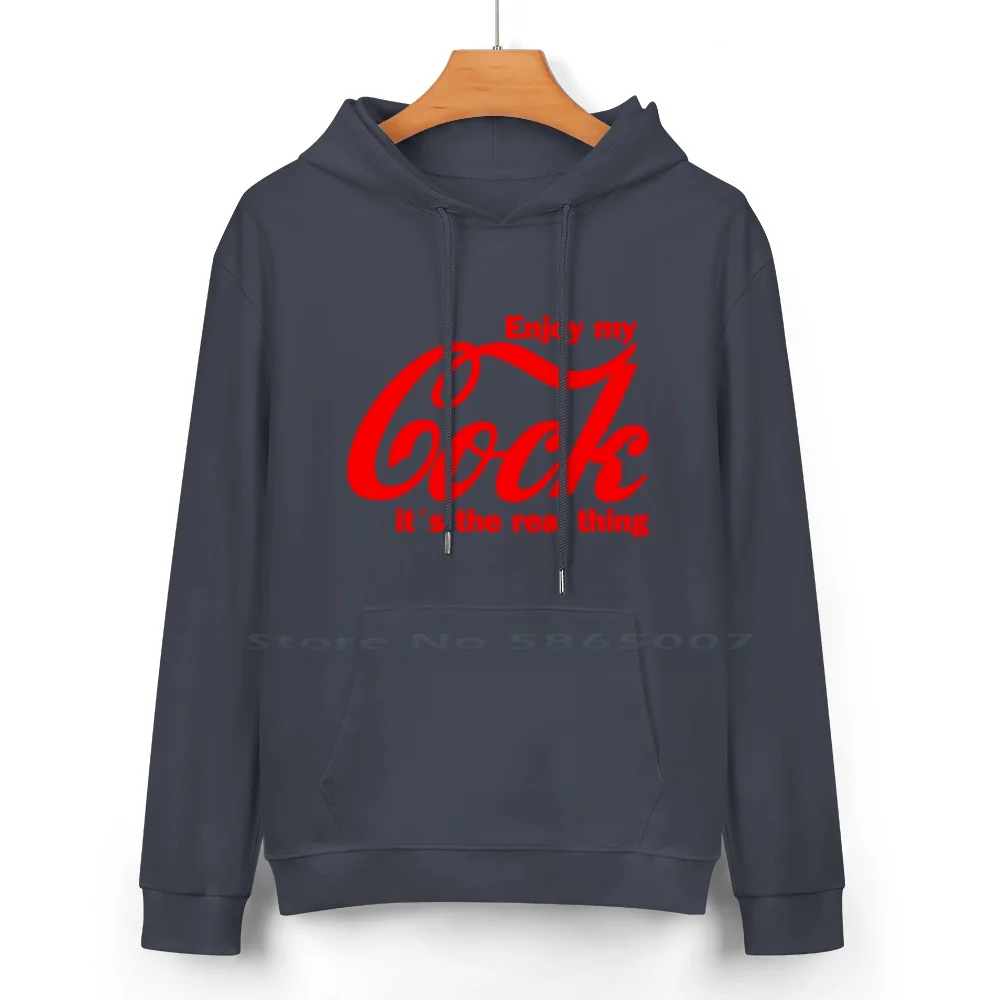 Enjoy My Cock ( Red Text Black Bg ) Pure Cotton Hoodie Sweater 24 Colors Logo Parody Funny Meme Gay Interest Lgbtq Gay Pride