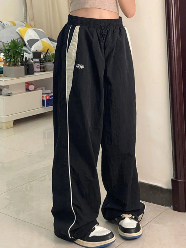 Y2K Women Vintage Pants Streetwear Baggy Parachute Track Pants Korean Oversized Sweatpants Wide Leg Joggers Trousers 90s Clothes