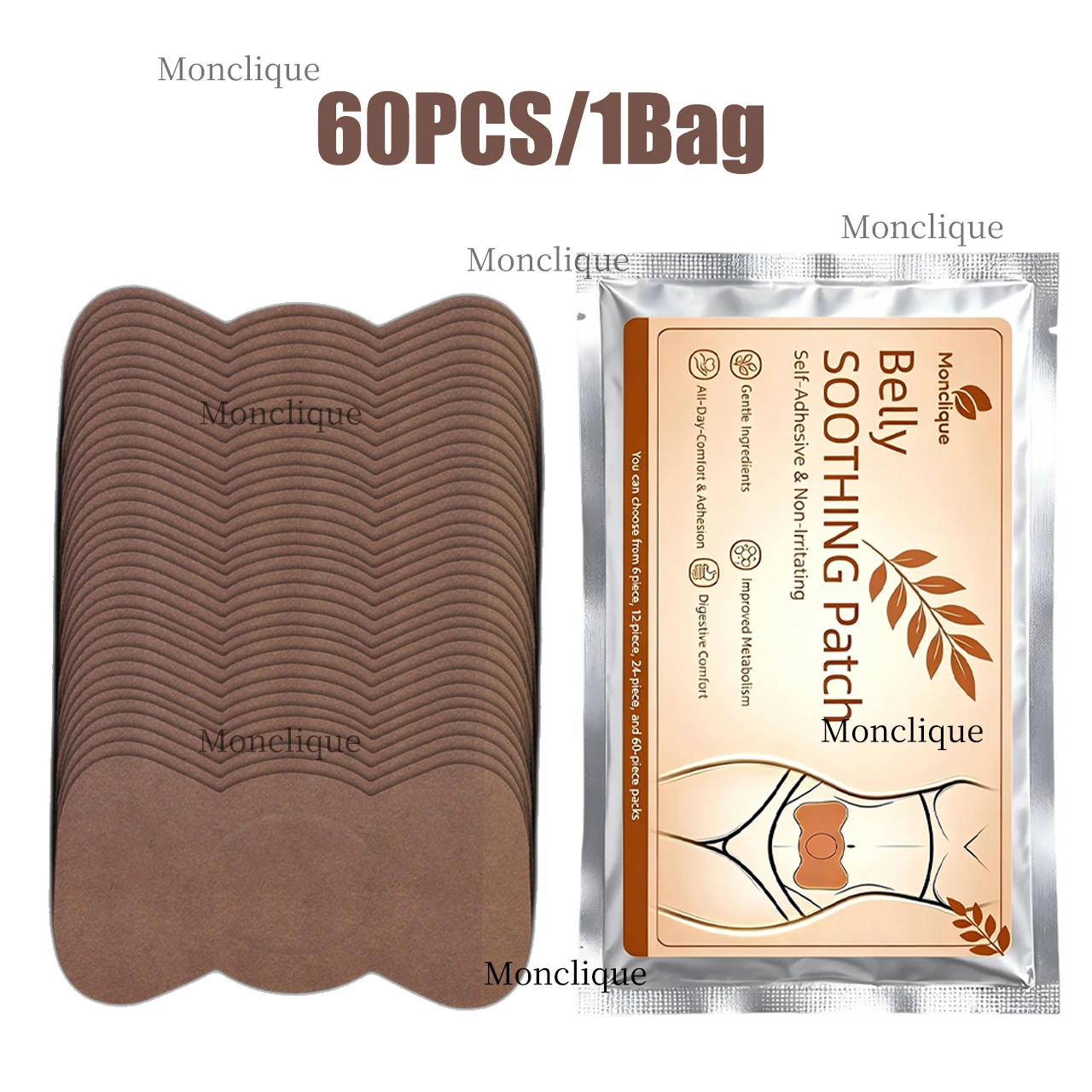 6/60pcs Disposable Honey Belly Button Patch Self-Adhesive Navel Bandage Spunlace Cloth Castor Oil Patches Belly Stickers