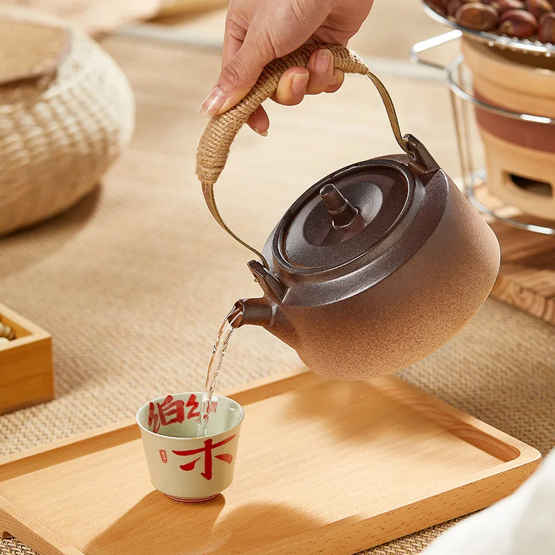 Ceramic tea boiler pot tea pot side put pot clay pot carbon open flame black tea charcoal around the stove kung fu tea set tea s