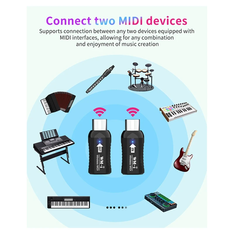 Rechargeable Midi Wireless Guitar System Audio Receiver Transmitter Wireless Midi Adapter For Digital Piano Keyboard