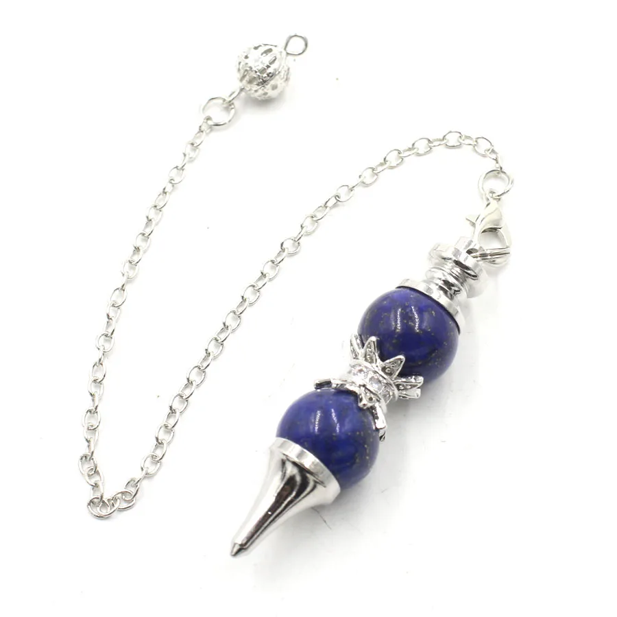 Crystal Ball Beads Pendants Chain Reiki Pendulum Silver Plated Natural Stone Charms Crystal Fashion Jewelry 10pcs