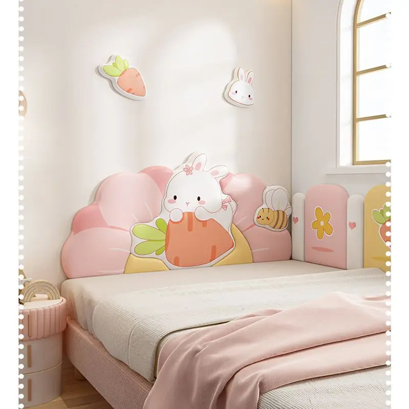 Schöne rosa Kaninchen Cartoon Bett Kopfteil Kopfteil Aufkleber Antik ollision Wand paneele Cabecero Cama Tete de Lit