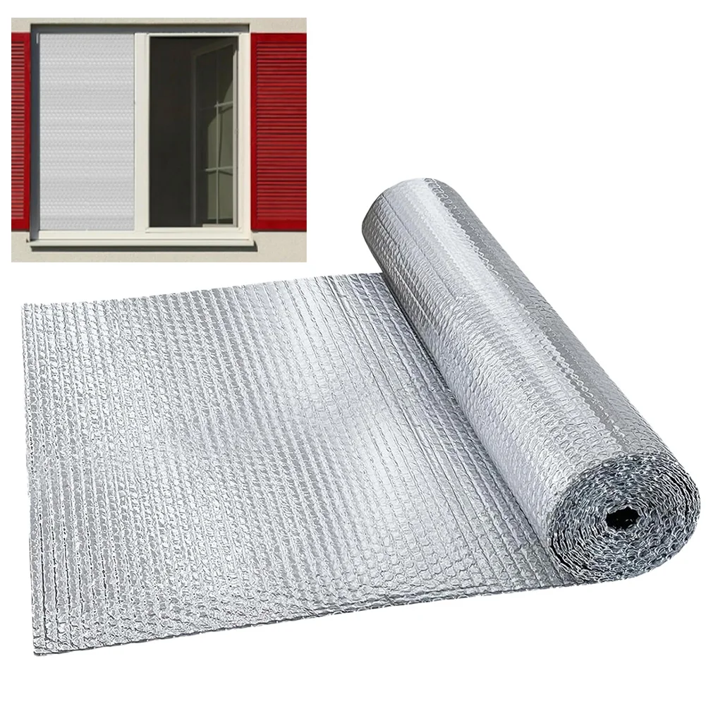 Silver Double Layer Insulation Film 0.6x3m 0.6x5m Aluminum Foil Heat Reflective Window Cover For RV Home Roof DIY Sun Protection