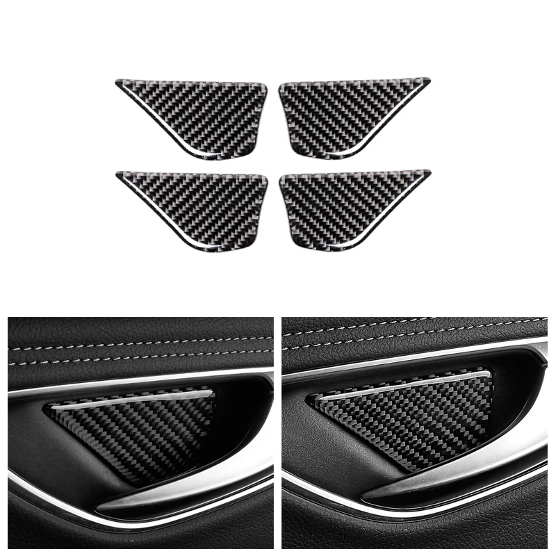 For Mercedes Benz C Class W205 C180 C200 C300 GLC260 4pcs Carbon Fiber Door Handle Bowl Cover Sticker Trim