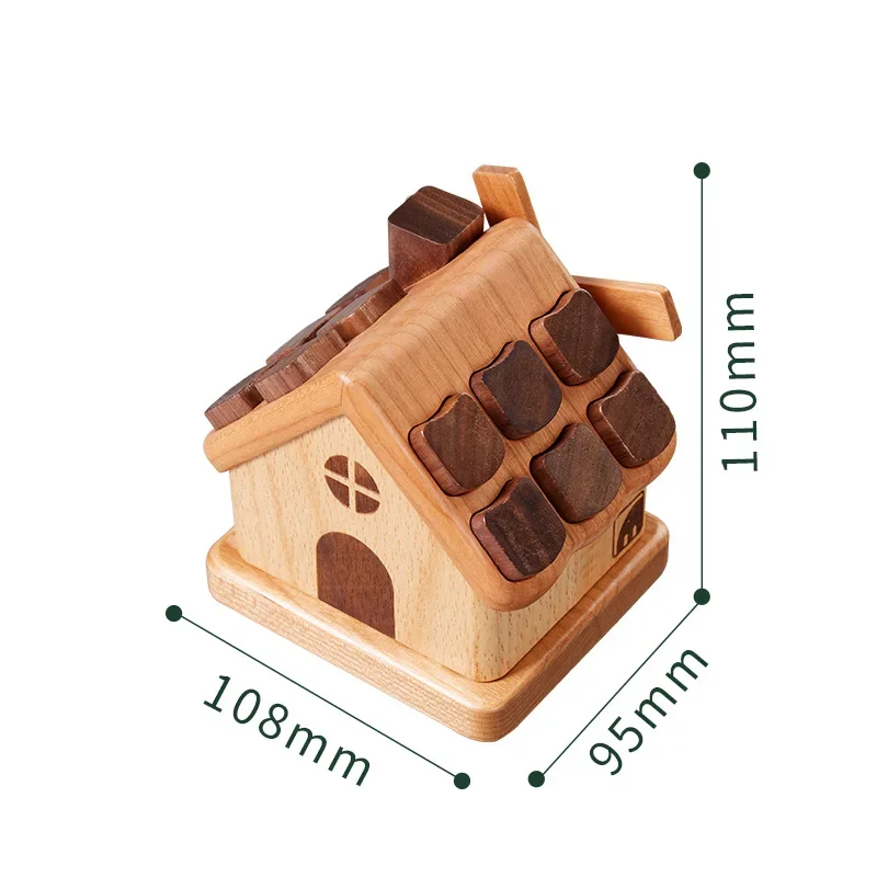 Wooden Wooden Crafts Creative Children's Cabin Teeth and Hair Wooden Preservation Storage Box Commemorative Collection Box