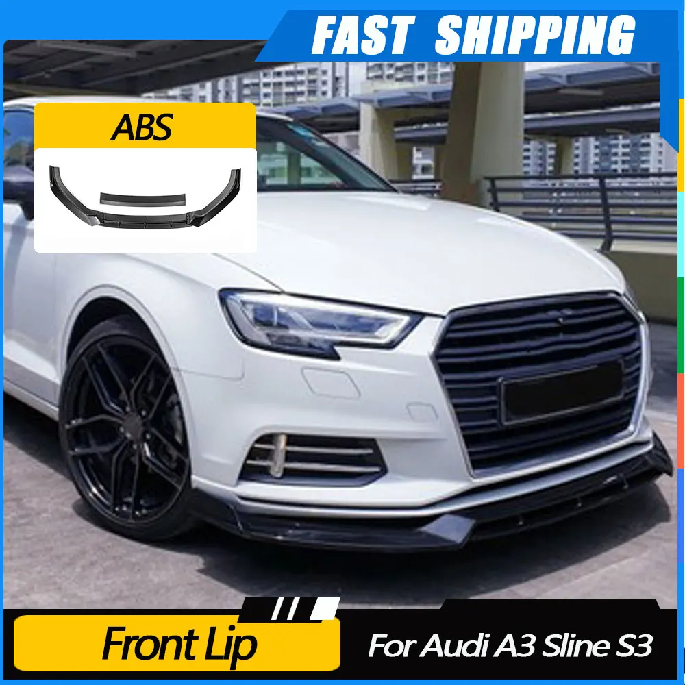 

JMCARCOOL For Audi A3 Sline S3 Not A3 Standard 2017 2018 2019 ABS Front Bumper Lip Spoiler Aprons Head Shovel Spoiler
