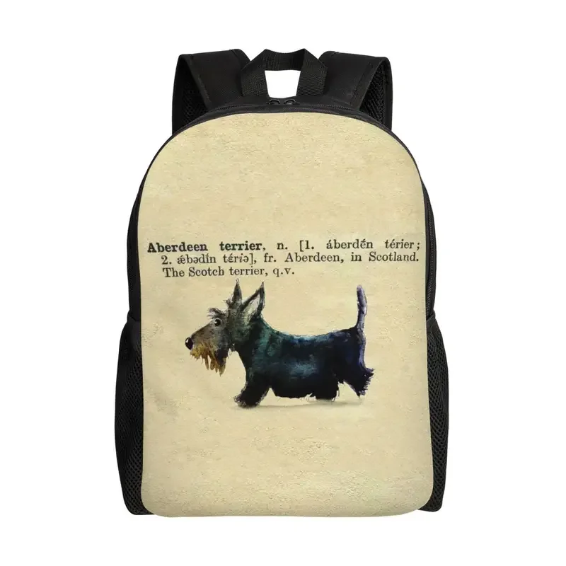 Scottie Dog Dictionary Art Backpack for Women Men School College Students Bookbag Fits 15 Inch Laptop Scottish Terrier Bags