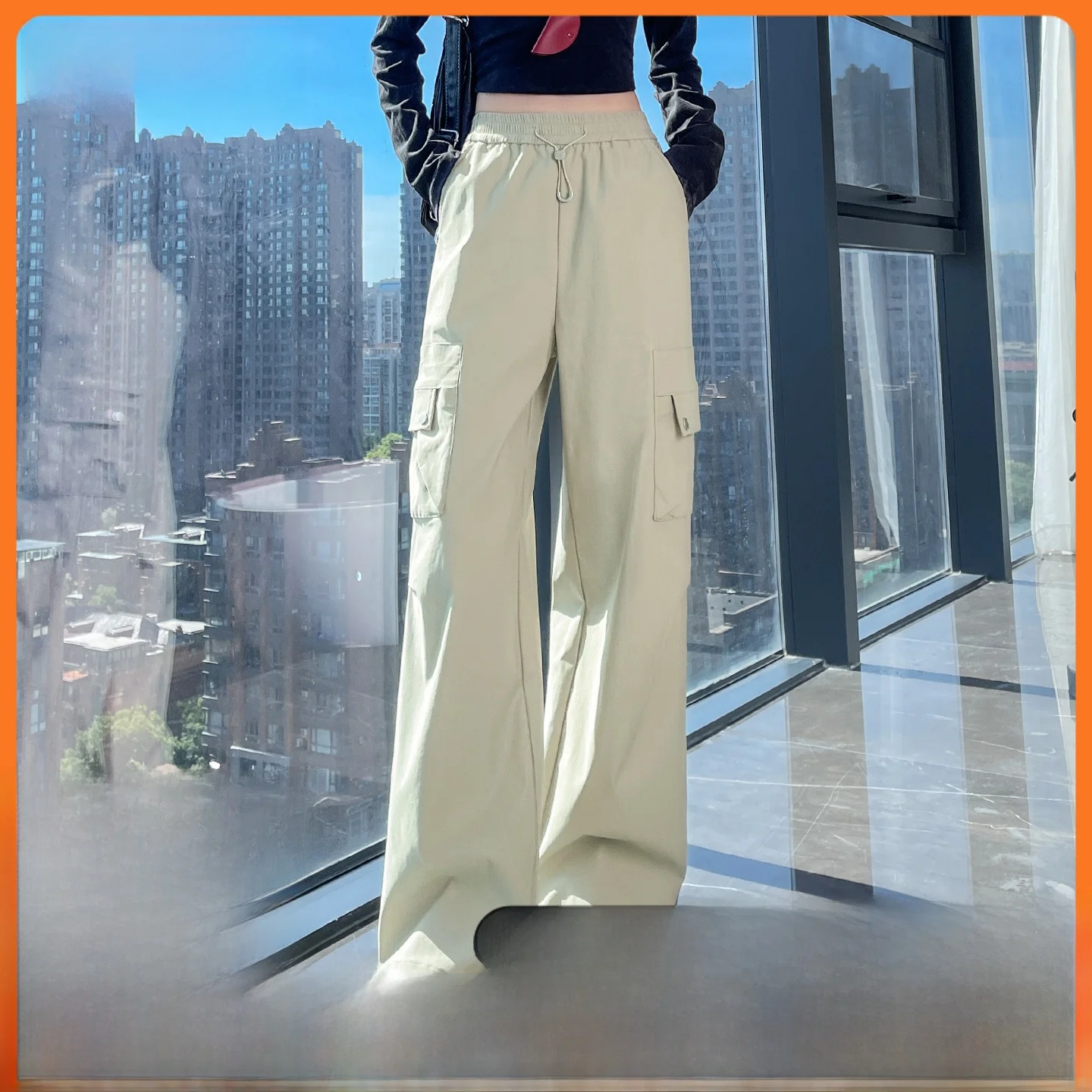 

Спецодежда для десантника, женские свободные широкие брюки, повседневные брюки Qui Dry, осень 2023, новые прямые брюки-трубы с высокой талией