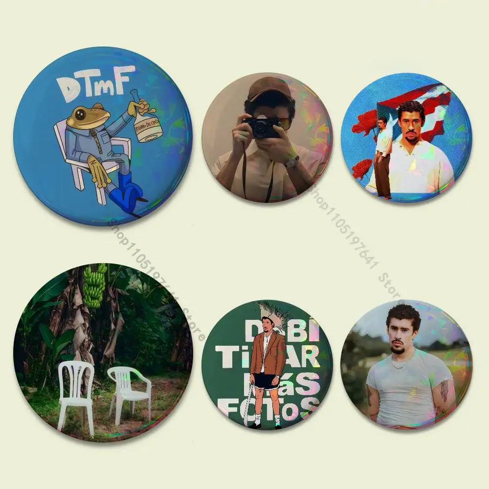 

Bad B-BunnyS DTMF Badges Button Round Creative Pin Brooch Badge Bag Decor Accessories Fans Collect Friends Gifts