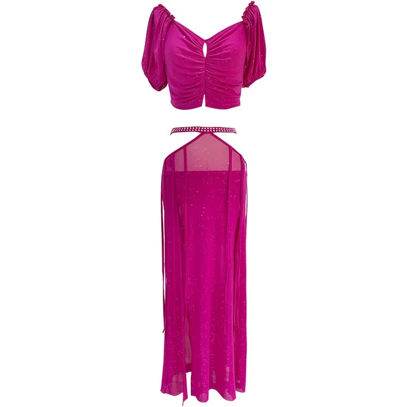 Dostosowane stroje do tańca brzucha Strój treningowy Nowy seksowny długi zestaw spódnic Orientalny strój do tańca, sukienka grupowa dla kobiet