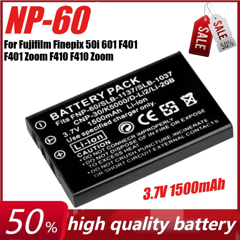 3.7V 1500mAh NP-60 Camera Battery + Charger for Fujifilm Finepix F401 F601 F50i F402 F410 F601