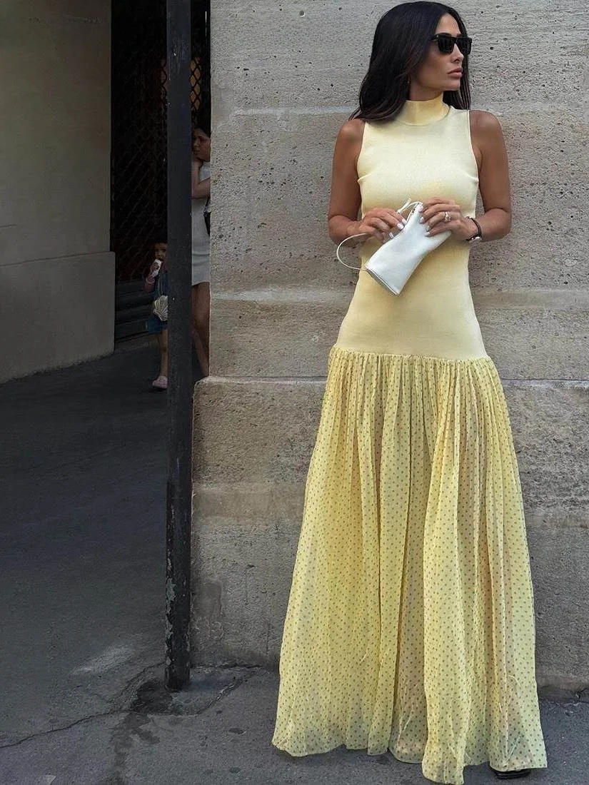 

High Ne Slim Fit Polka Dot Dr Long Gown Splice Bodycon Dr Ele Chic Sle Women's plus Size Faionable Dr