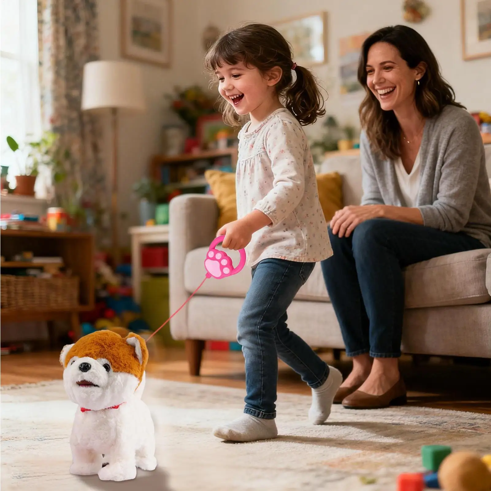Perro Robot de peluche realista, juguete inteligente suave con detección táctil, perro Robot Ai con sonidos, imitador para niños, niñas, cumpleaños, Navidad
