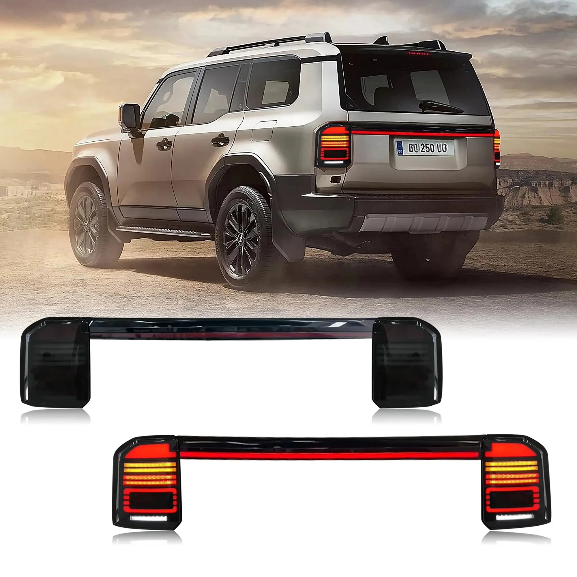 

LED Tail Lights for Toyota Land Cruiser Prado LC250 2025 2024 2023 Rear Lamp Trunk Lamp Middle Spoiler Lamp