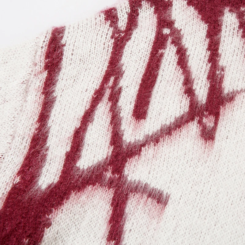 เสื้อสเวตเตอร์ฮิปฮอปสตรีทผู้ชายเสื้อสเวตเตอร์ฮาราจูกุวินเทจปักกราฟฟิตีเสื้อกันหนาวแบบถักสตรีทฮิปฮอปสำหรับผู้หญิงฤดูใบไม้ร่วง