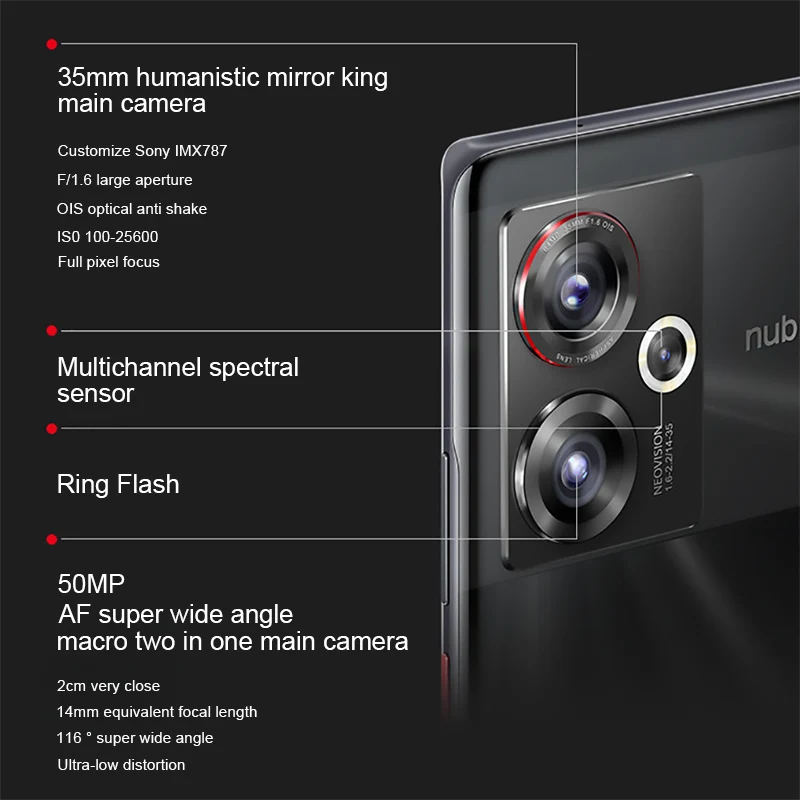 Mới Nubia Z50 5G Di Động Snapdragon 8Gen2 6.67 ''AMOLED 5000MAh Pin 80W Siêu Sạc 50MP camera Điện Thoại Thông Minh NFC