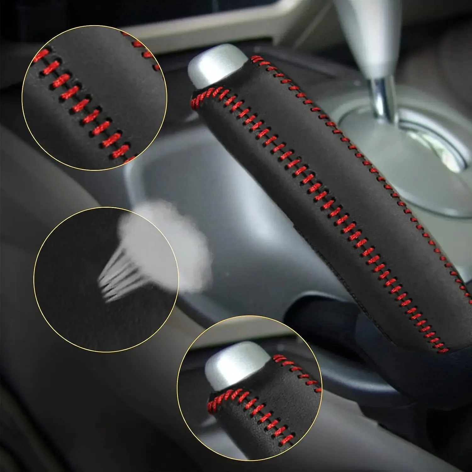Car Leather Gears Handbrake Cover for SEAT Altea Toledo MK1 MK2 Ibiza Cupra Leon Cupra for Skoda Fabia Rapid image 3