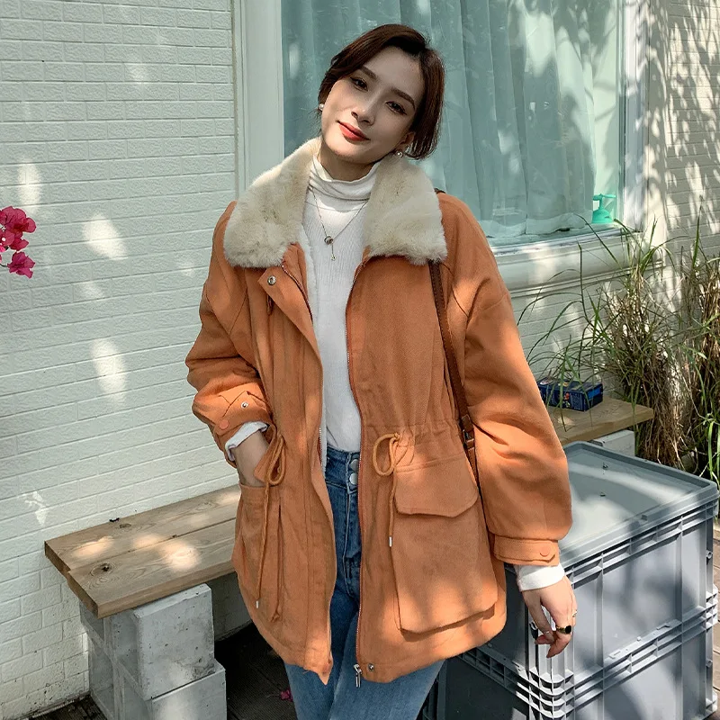 Wolle Kunst pelz Kragen Baumwolle Mantel Frauen Winter neue koreanische lose Plüsch dicken warmen Mantel hochwertige Jacke Mode