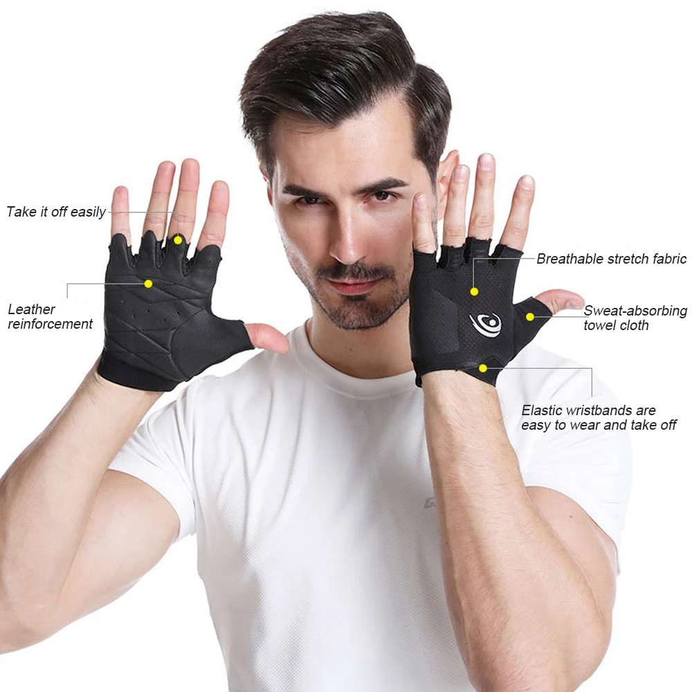 1Pair Breathable Workout Gloves for Women Men,Weight Lifting Gloves Anti-Slip Padded,Fingerless Gym Gloves for Fitness,Cycling