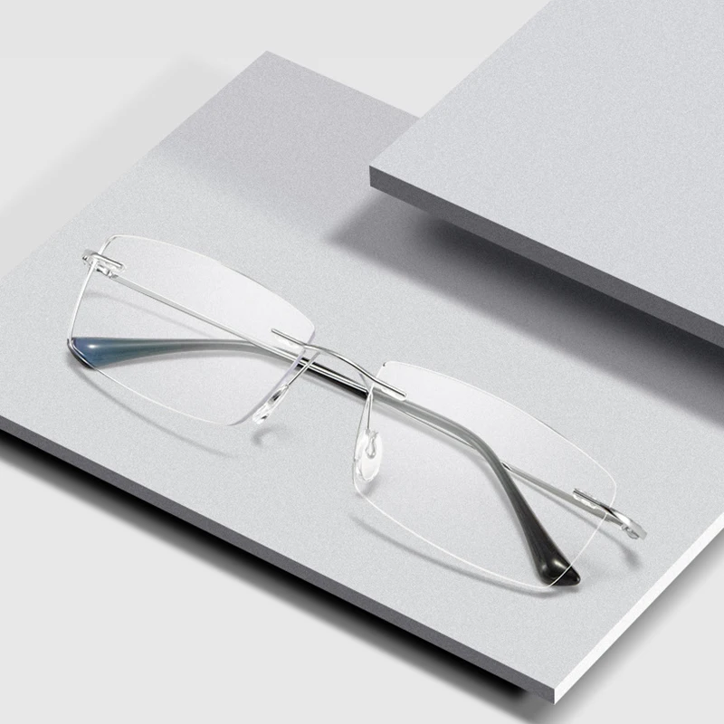 Black Rimless Optics Glasses Men Women 1.61MR-8 1.67 Prescription Recipe Lenses Myopia Reading Eyewear Anti Blue Light Eyeglasse