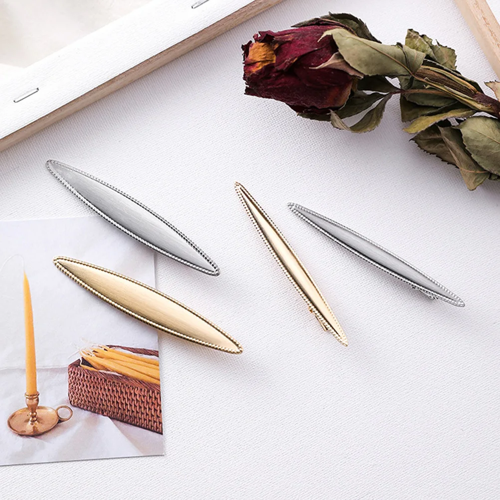 

4pc Retro Metal Hair Clips Brushed Curved Design For Women Elegant Hairpin Accessory Fashion Hair Clip Barrettes