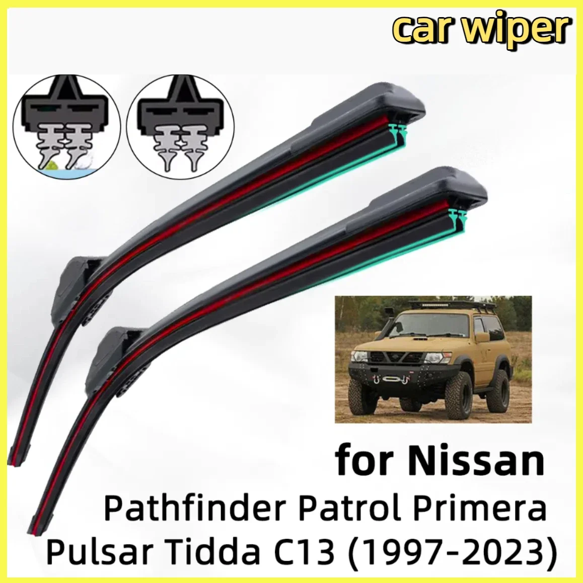 

Double Rubber Car Wiper for Nissan Pathfinder R51 Y61 Y62 Pulsar Tidda Front Wiper Blades Brushes Cutter Accessories Windscreen
