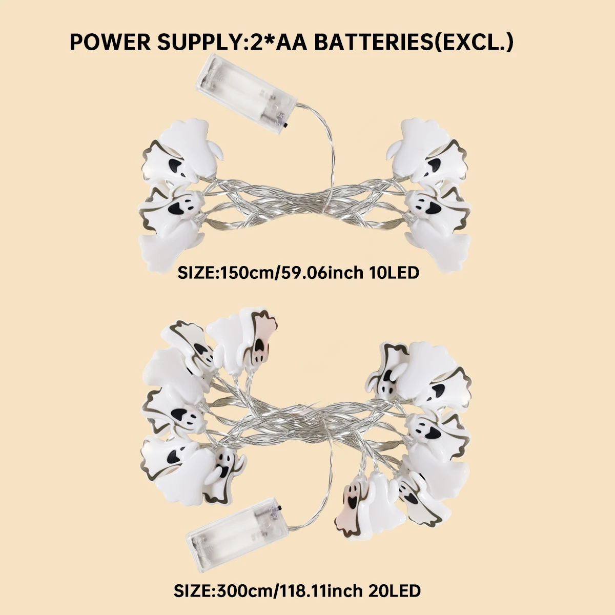 1 قطعة شبح الهالوين سلسلة أضواء الزخرفية جو مخيف ضوء البطارية بالطاقة للمنزل هالوين حزب مهرجان ديكور #6