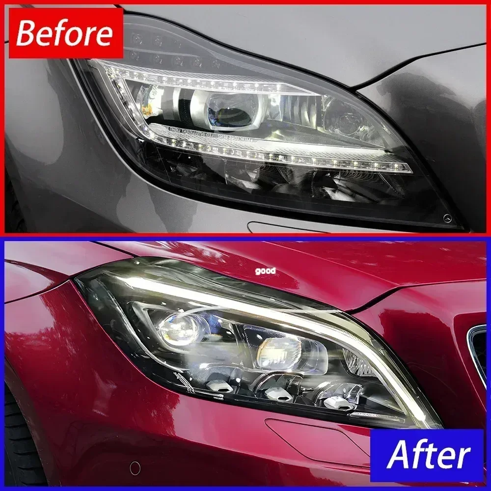 لبنز CLS 2012-2017 W218 C218 LED سيارة إضاءة أمامية الإضاءة الجمعية ترقية المزدوج العارض عدسة السيارات المصابيح الأمامية اكسسوارات #2