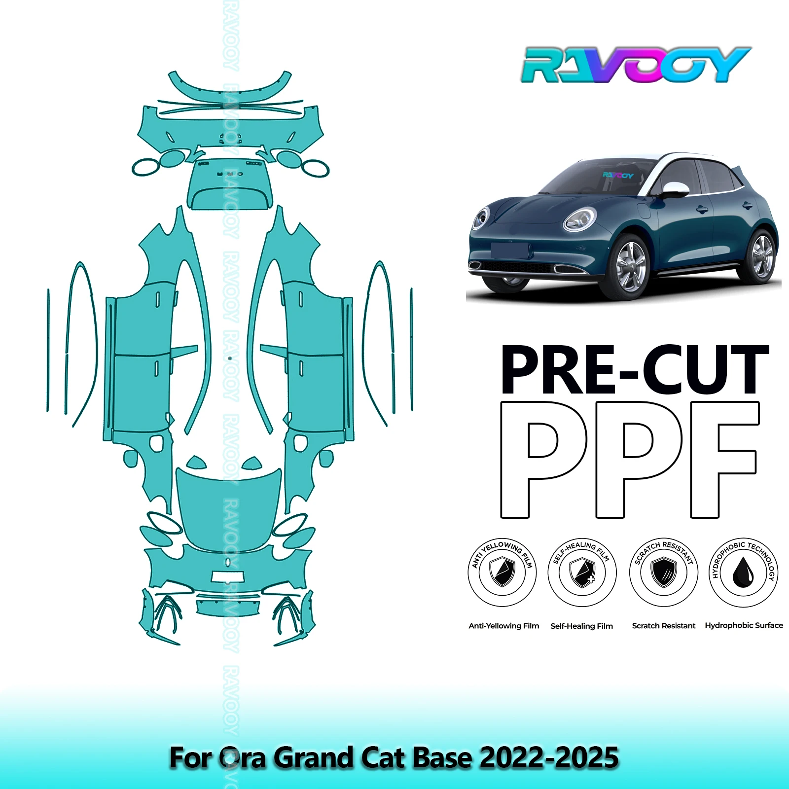 

Full Vehicle Clear Bra Precut PPF Paint Protection Film For Ora Grand Cat Base 2022-2025