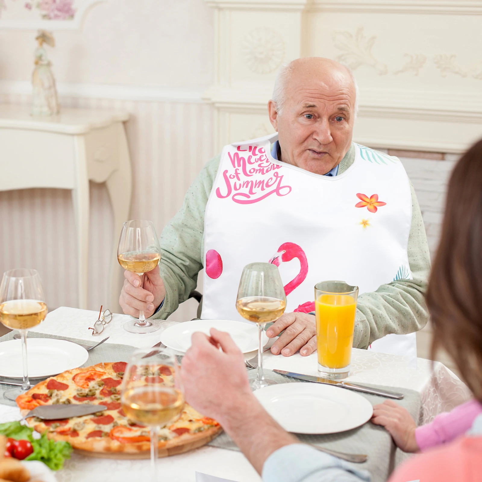 

2Pcs Adult Bibs Reusable Cloth Elder Eating Mealtime Saliva Towel Clothing Protector Health Care Accessories Polyesters