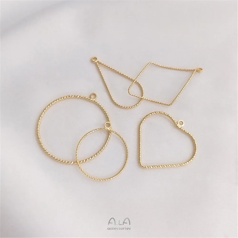 14K plated gold With hanging geometric frame pendant round water drop triangle heart shape DIY hand earrings accessories