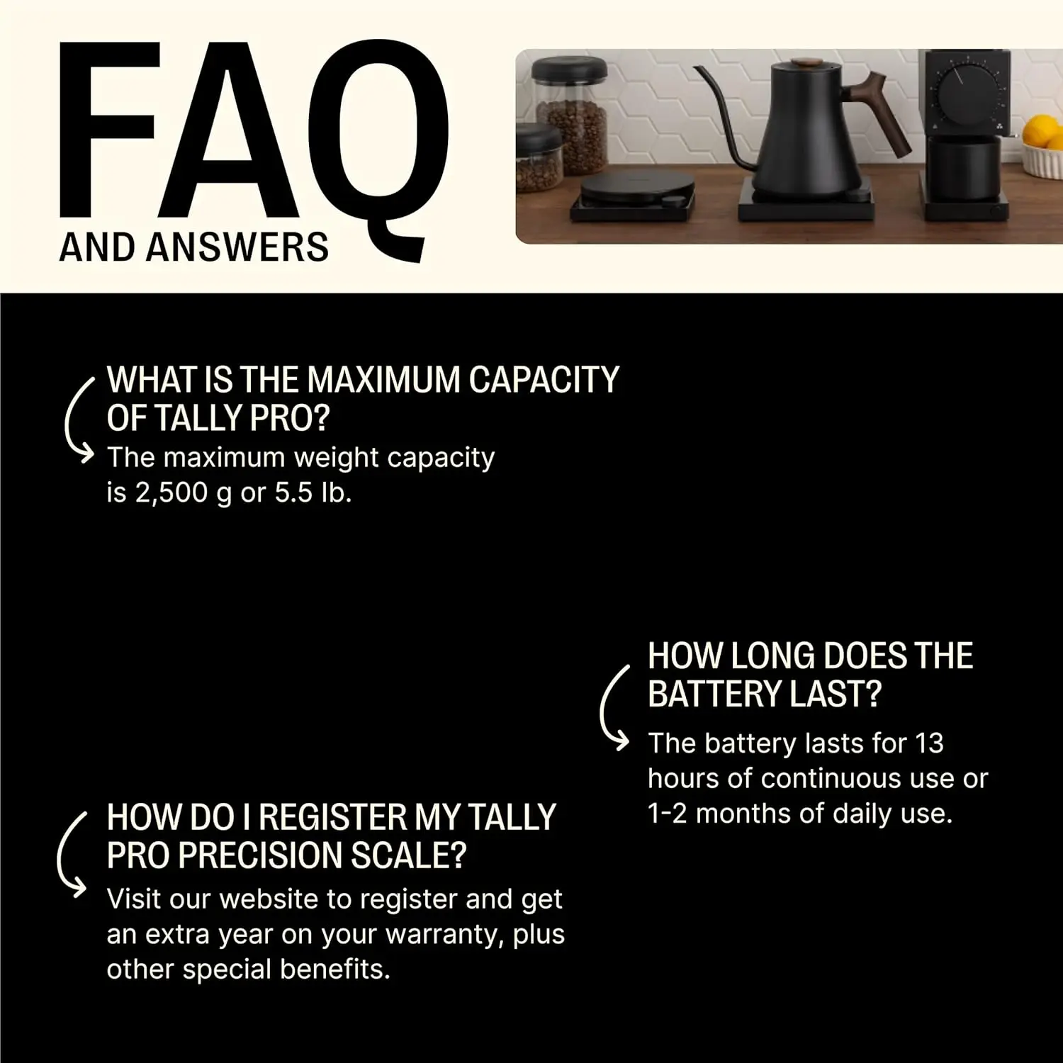 Tally Pro Studio Digital Coffee Scale - Precision Scale with Glass Top - Digital Kitchen Scale- Measures in g, oz, lbs, & mm