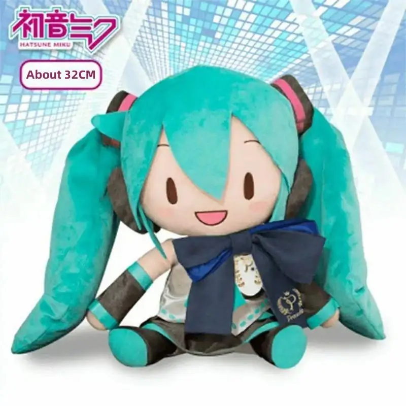 32Cm Kawaii Hatsune Miku Plush Doll Anime New Bow Miku Preciality Plush Pillow Sofa Ornaments Room Decoration Birthday Present