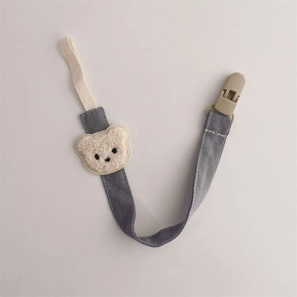 

Embroidery Baby Cloth Pacifier Chain Lattice Bear Soother Holder Adjustable Teether Toys Straps Nipple Holder Clips Children
