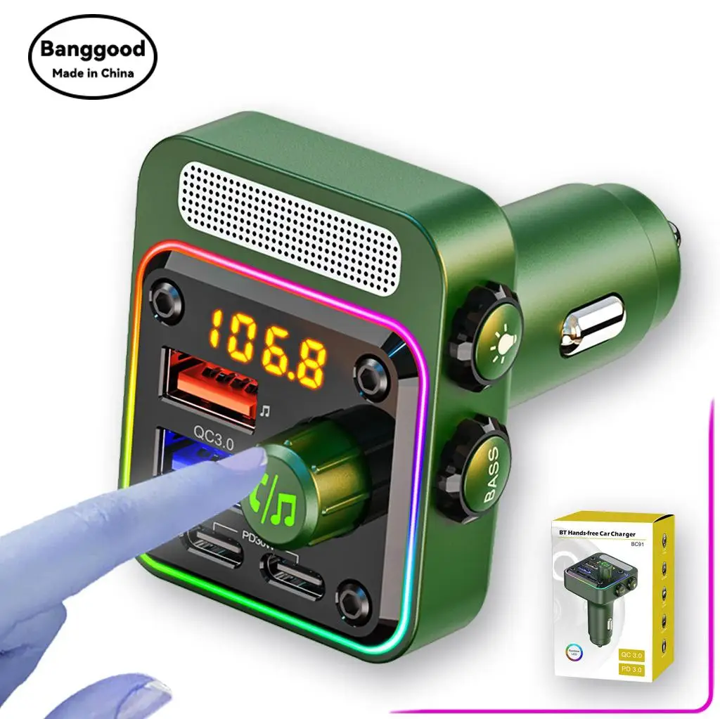 

BC91 Dual PD Fast Charge Car MP3 Player Lossless HIFI Music 36W Car 5.3 Bluetooth FM Transmitter