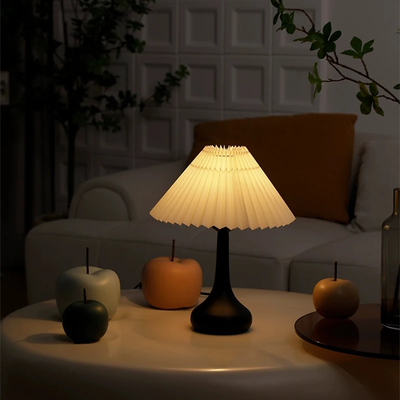 Imagem -04 - Nordic Foldable Plissado Abajur Quarto Bedside Night Light Decoração Home Faça Você Mesmo Atmosfera de Arte Usb 220v 5v