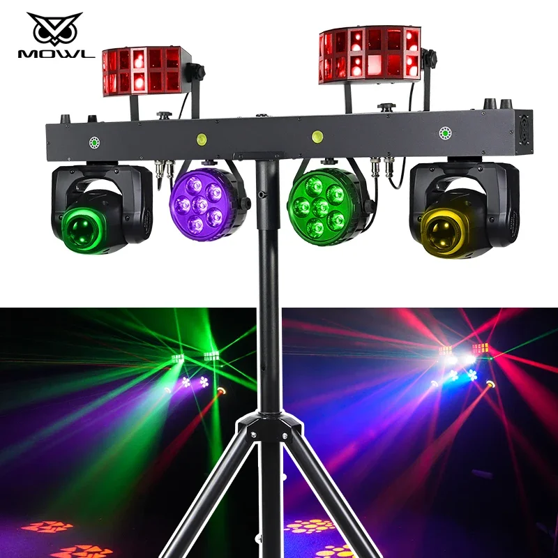 DJ Party Disco Bar Stage Light 4pcs 12x1w RGBW 5in1 LED Moving Head Par Effect Light With Tripod Stand