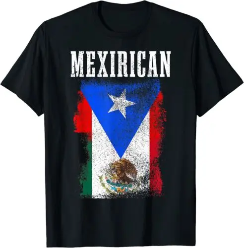 Mexican Puerto Rican Mix Mexico Puerto Rico Pride Flag T-Shirt S-3XL