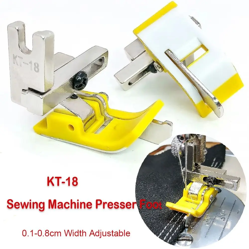 0.1-0.8cm Width Adjustable Sewing Machine Presser Foot Plastic KT-18 Press Foot Oxford Edge Guide Computerized Flatbed