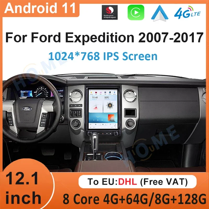 

12.1" Vertical Screen Qualcomm Android 11 Car Radio GPS Navigation For Ford Expedition 2007-2017 Multimidia Player Carplay DSP