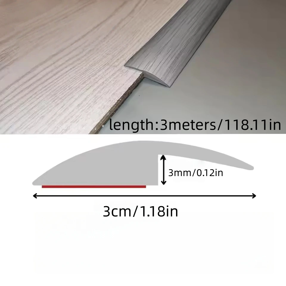 แถบปิดขอบพื้นแบบมีกาวในตัว ขนาด 118.11 นิ้ว x 1.18 นิ้ว สำหรับปิดขอบพื้นลามิเนตแบบแบน แถบปิดขอบพื้นกว้าง ทำจากพีวีซี