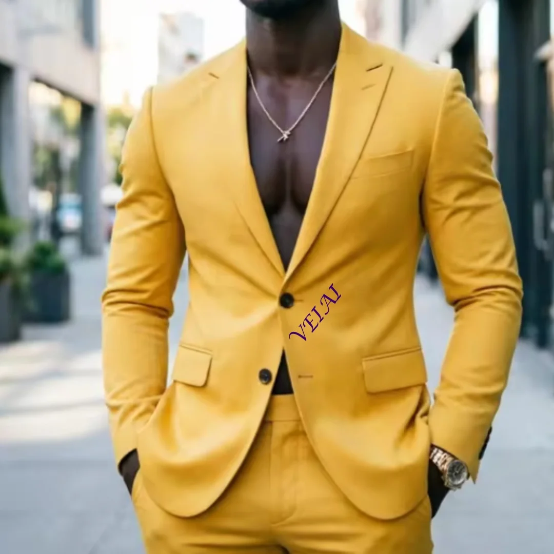 2 Pieces Men Suits Stylish Royal Blue Single Breasted Slim Fit Casual Blazer with Pants for Streetwear Event Wedding  Customized