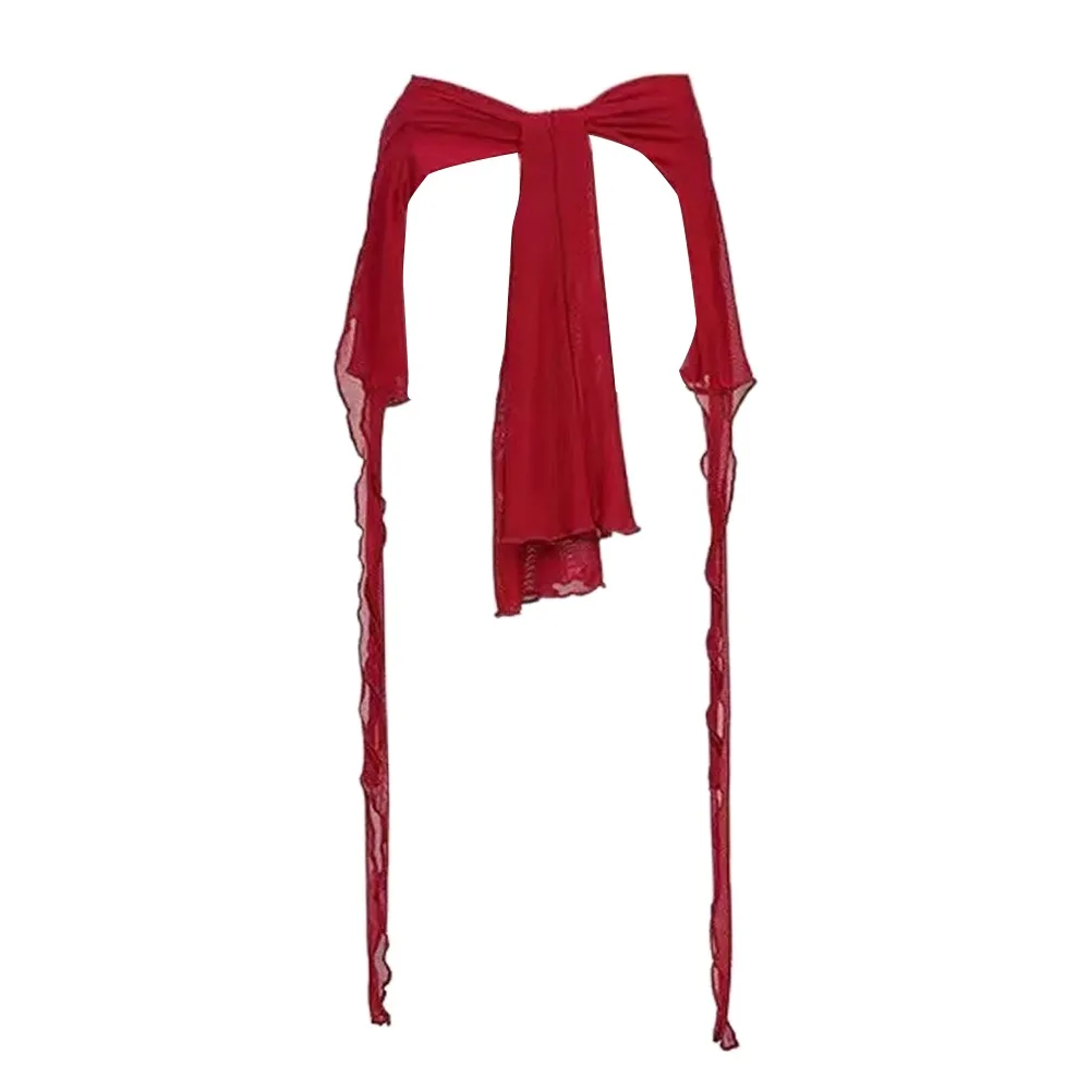 

Jeans Pants Decor Irregular Jazz Dance Scarf See Through Streetwear Hip-hop Scarf Harajuku High Waist Jeans Decor