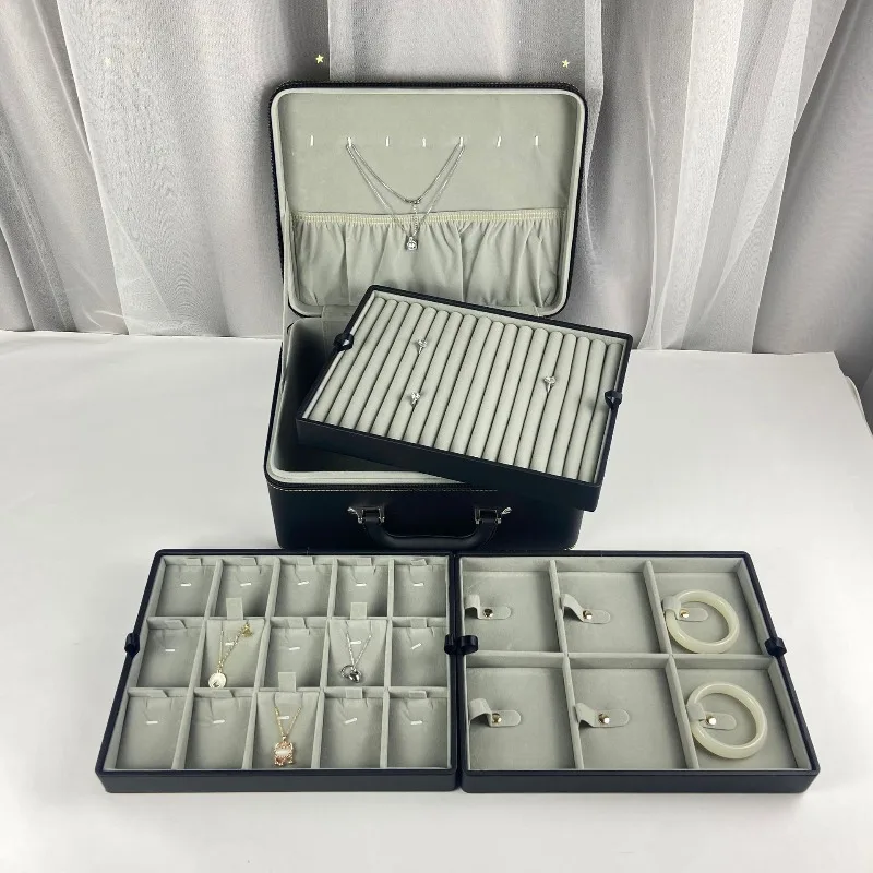 

Handheld Jewelry Box Multifunction Portable Jewellery Boxes Travel Large Capacity Jewelry Case DustProof Jewellery Display Cases