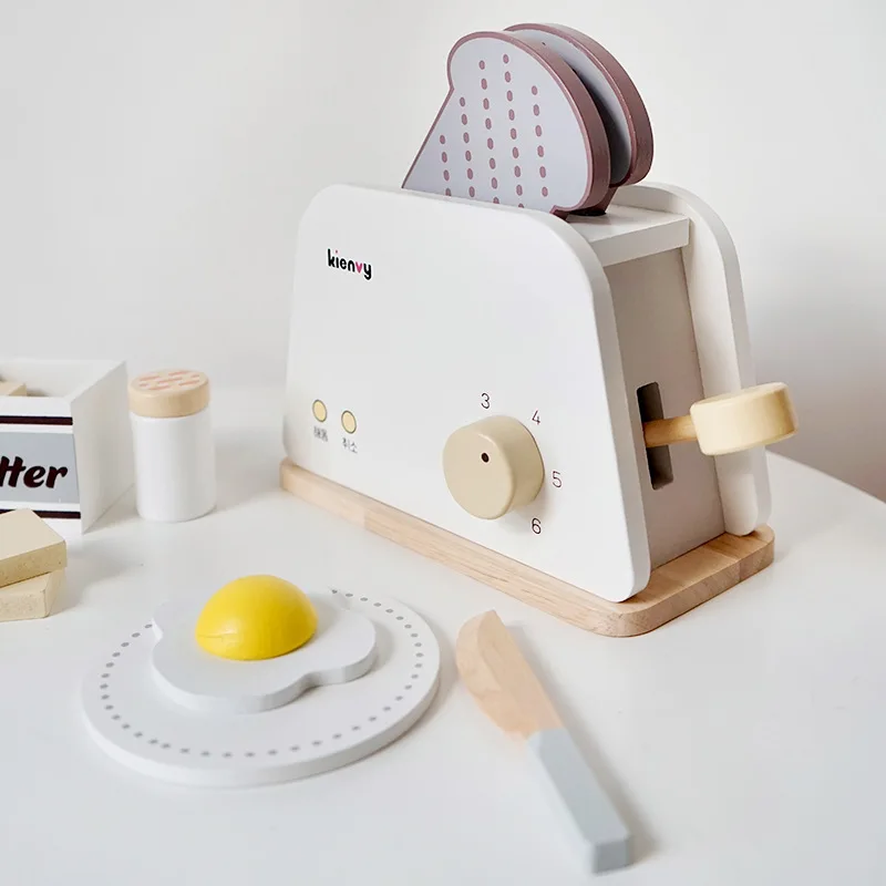 Oddler Montessori Drewniana Zabawka - Symulacja Tosteru, Blendera, Ekspresu do Kawy, Zestaw Kuchenny do Zabawy