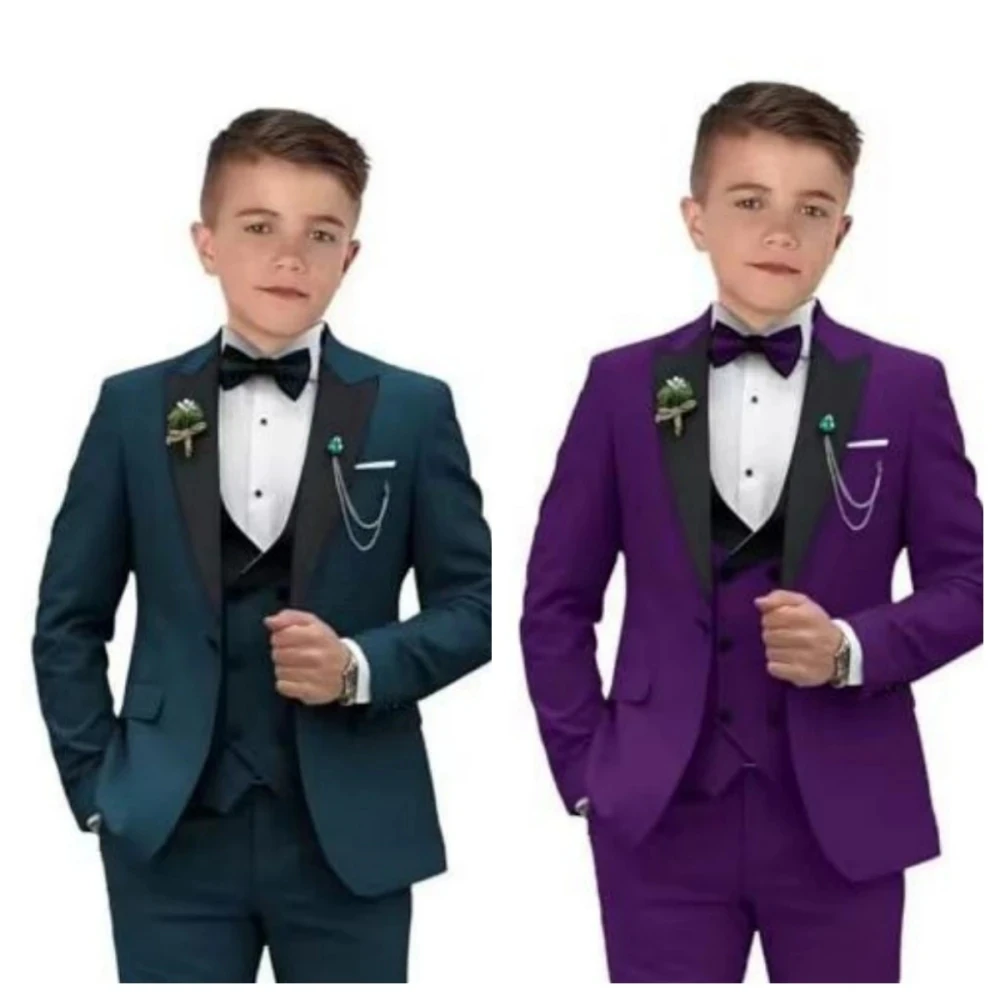 Handsome 4 Pieces Blazer Vest Pants Bow Tie Set High Quality Boy Suits For Birthday Party Child Wedding Outfit Clothes