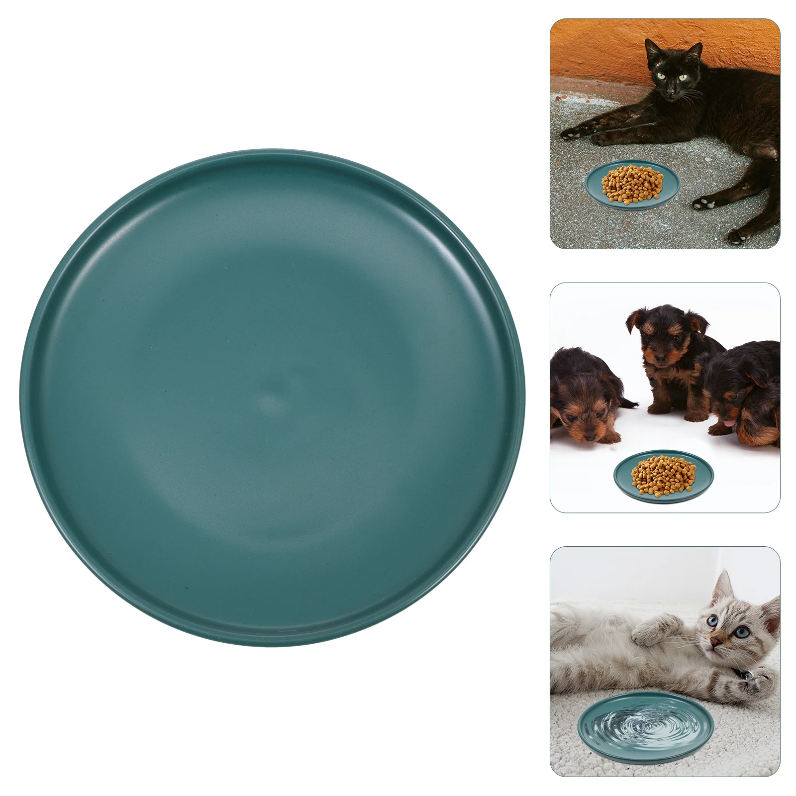 

Ceramic Cat Bowl Set of 2 Protective Shallow Dish for Cats Anti-Skid Pet Bowl Easy Feeding Dish Household Pet Supply